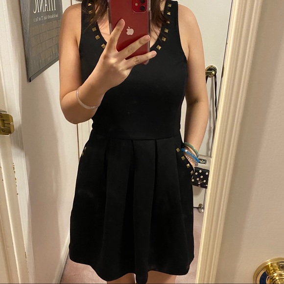 Studded Dress with Pockets - Picture 1 of 4